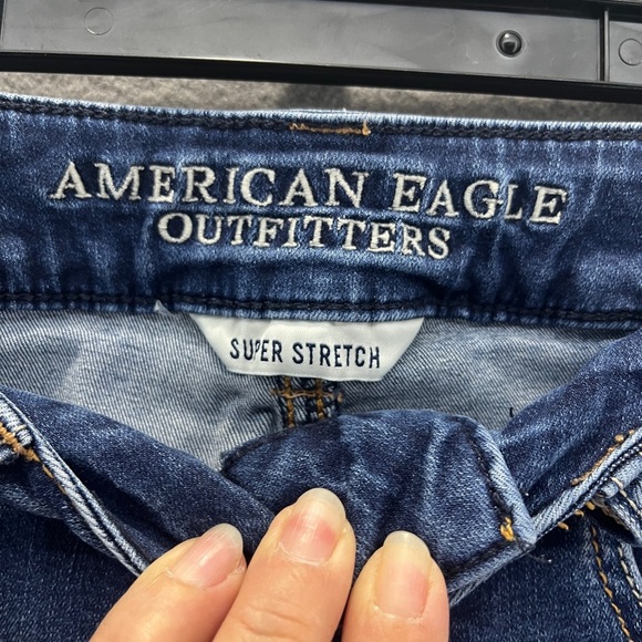 American Eagle Outfitters Hi-Rise Shortie Women's Blue Denim Shorts - Picture 3 of 12
